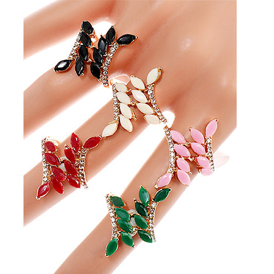 Rhinestone Leaf Design Ring