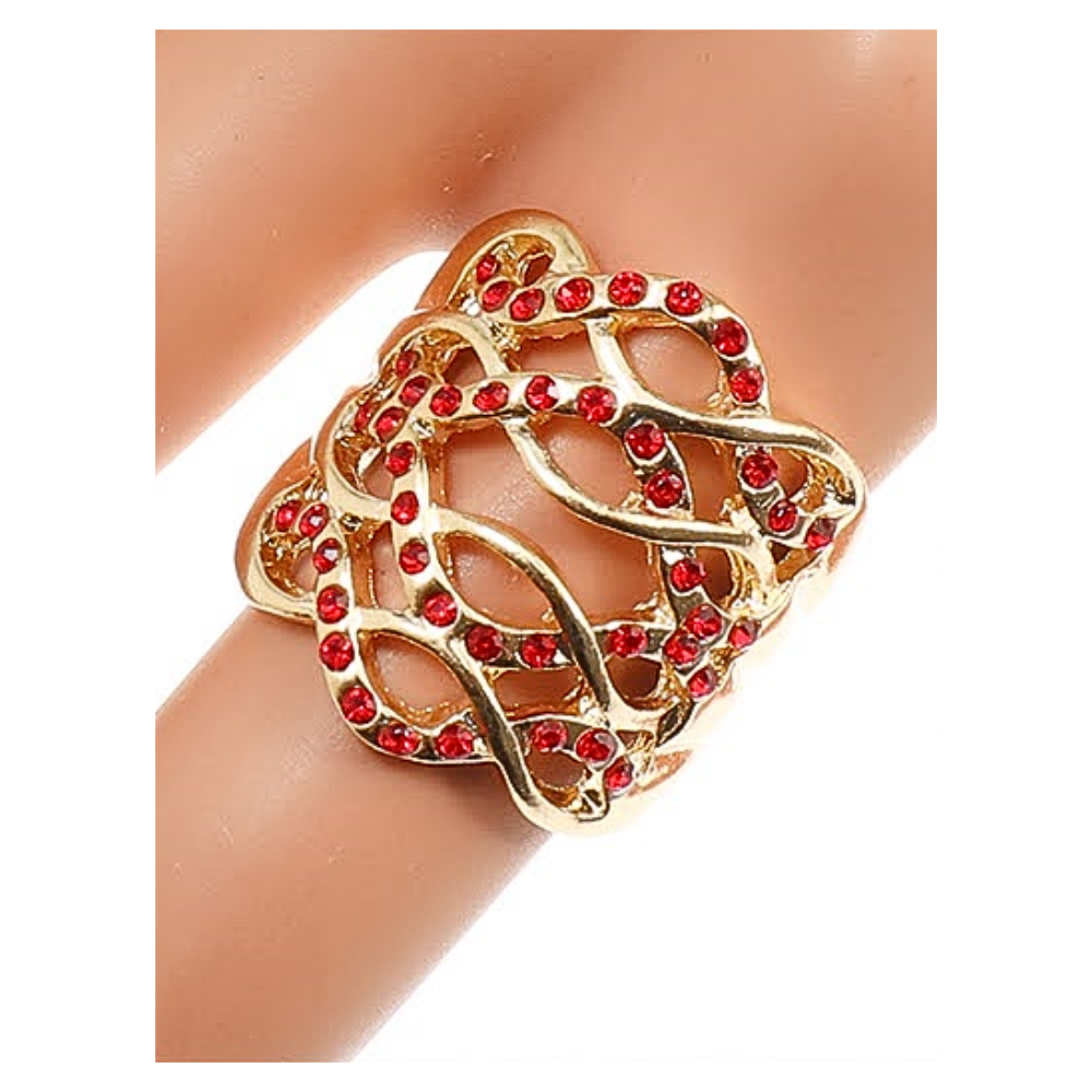 JAR40270 - Rhinestone Wave Ring