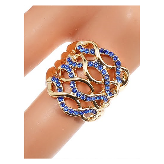 JAR40272 - Rhinestone Wave Ring