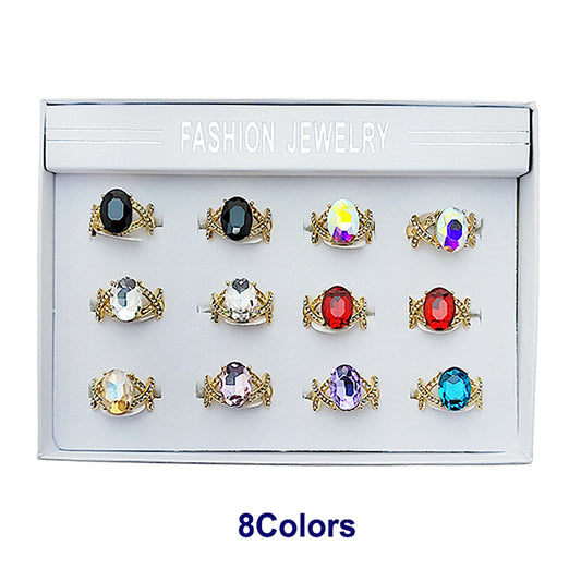 Oval Stone X Cocktail Ring