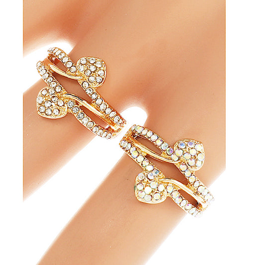 JAR45046 - Rhinestone Double Heart Ring