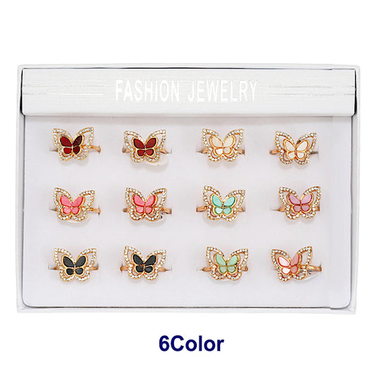 Rhinestone Resin Butterfly Ring