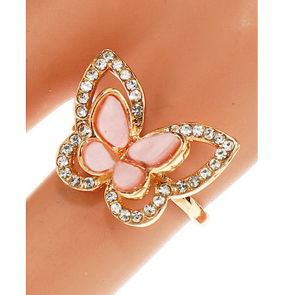 Rhinestone Resin Butterfly Ring