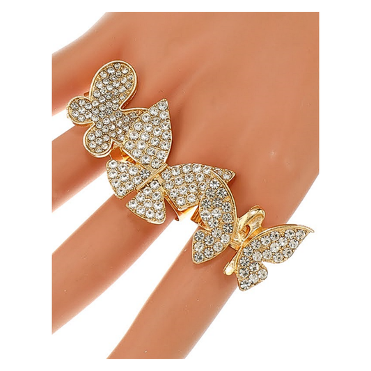 JAR46022 - Rhinestone Butterfly Ring