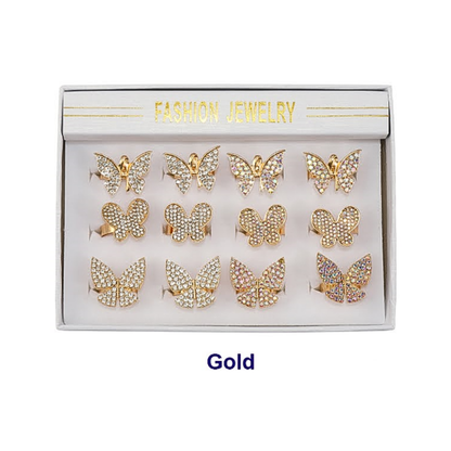 JAR46022 - Rhinestone Butterfly Ring