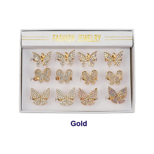 JAR46022 - Rhinestone Butterfly Ring