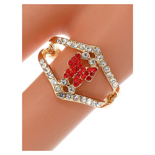 JAR46214 - Rhinestone Butterfly Ring