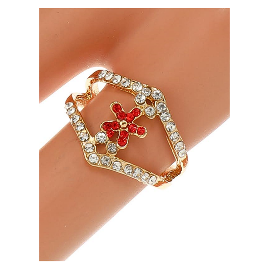 JAR46215 - Rhinestone Flower Ring