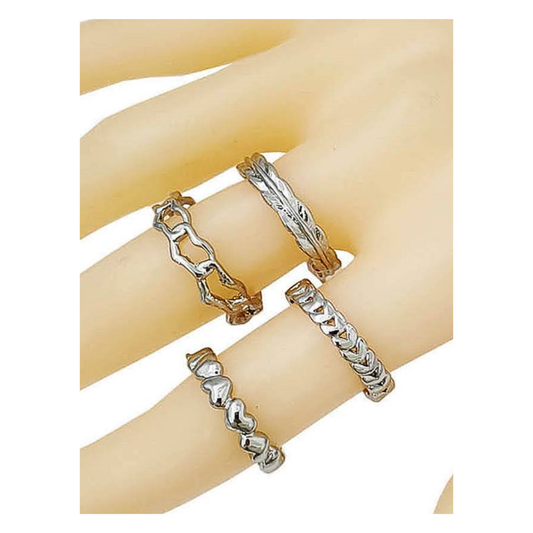 JAR46421 - 24 PCS Assorted Silver Band Rings