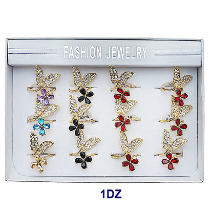 Rhinestone Butterfly Crystal Flower Ring