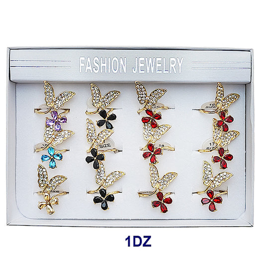 Rhinestone Butterfly Crystal Flower Ring