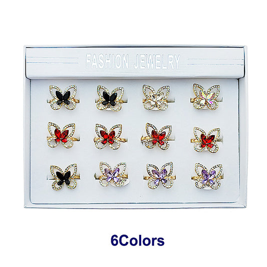 Rhinestone Crystal Butterfly Ring