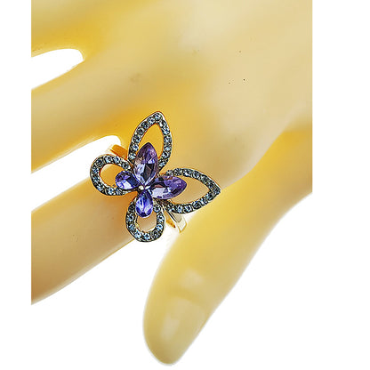 Rhinestone Crystal Butterfly Ring