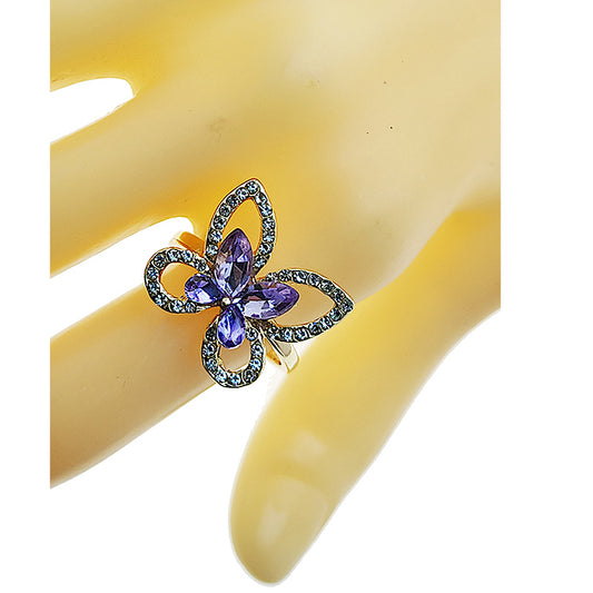 Rhinestone Crystal Butterfly Ring