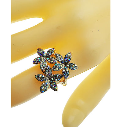 Rhinestone Flower Cluster Ring