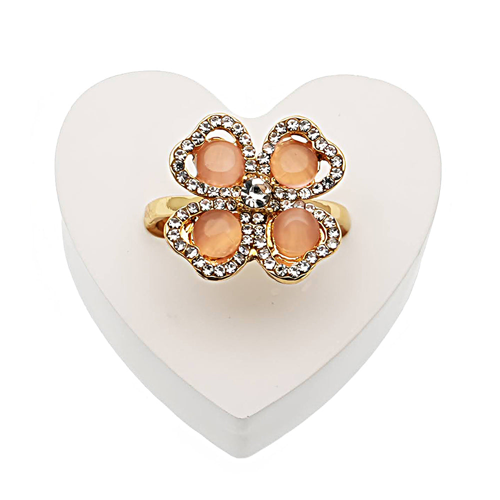 Rhinestone Clover Ring