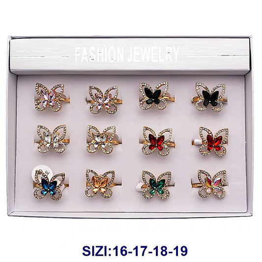 Rhinestone Crystal Butterfly Ring