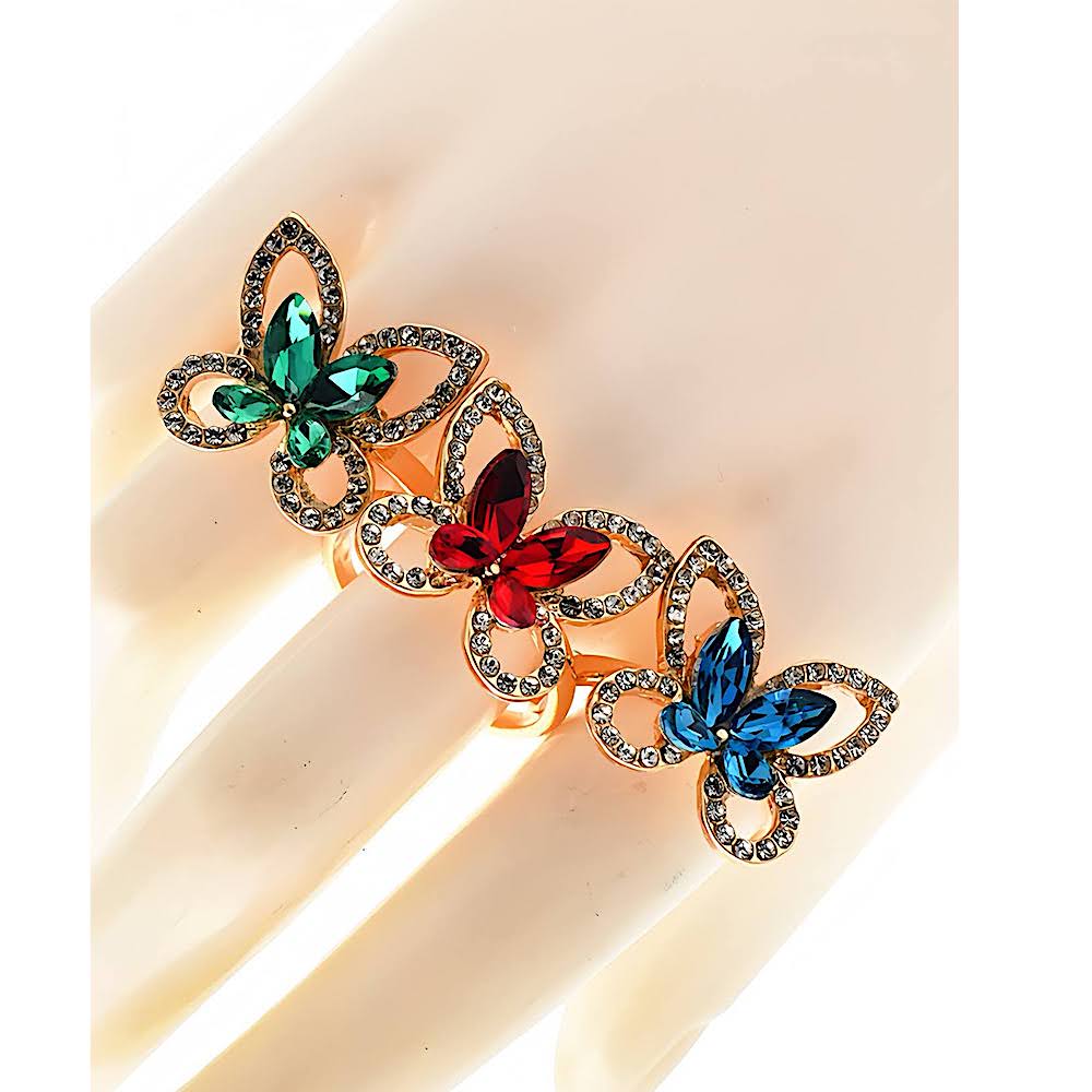 Rhinestone Crystal Butterfly Ring