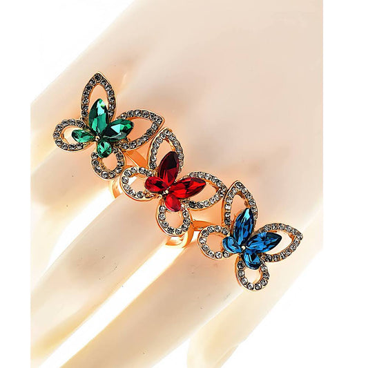 Rhinestone Crystal Butterfly Ring