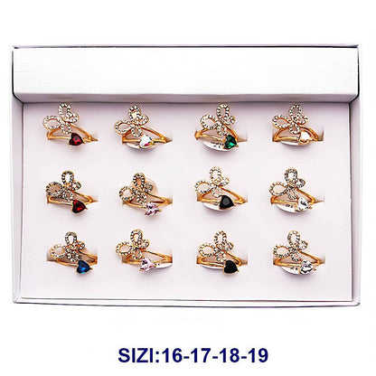 Rhinestone Butterfly Crystal Heart Ring