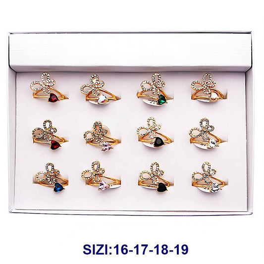 Rhinestone Butterfly Crystal Heart Ring
