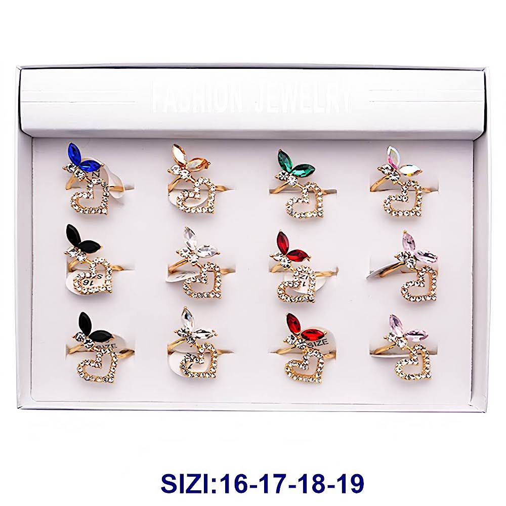 Crystal Butterfly Heart Ring