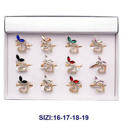 Crystal Butterfly Heart Ring
