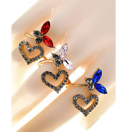 Crystal Butterfly Heart Ring