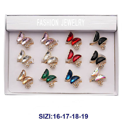 Crystal Butterfly Flower Ring