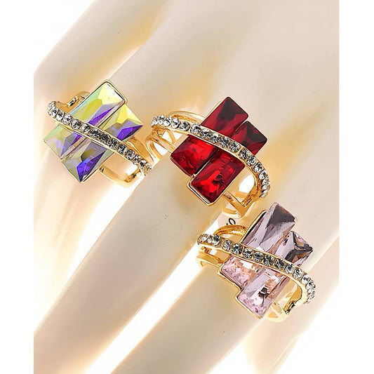 Double Rectangle Stone Cocktail Ring