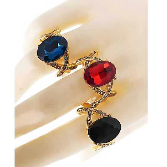 Oval Stone X Cocktail Ring