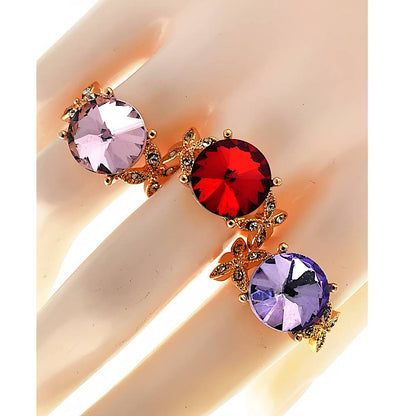 Circle Stone Flower Cocktail Ring