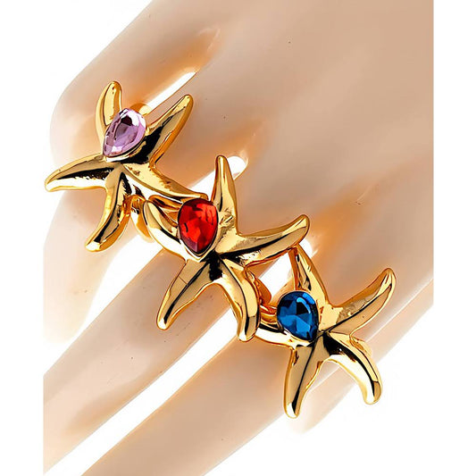 Crystal Accent Starfish Ring