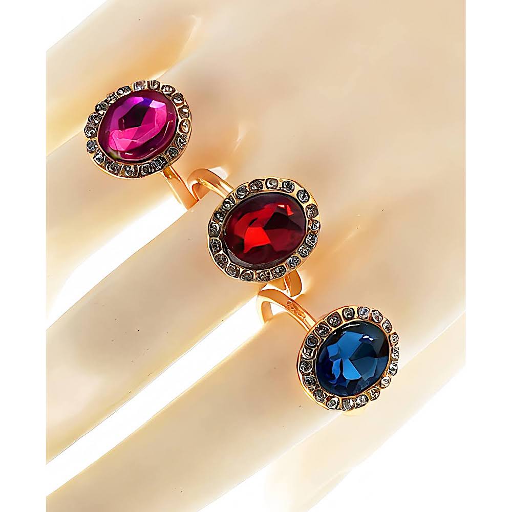 Oval Stone Halo Cocktail Ring