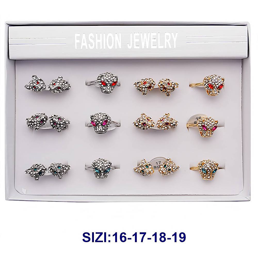 Rhinestone Cheetah Head Ring