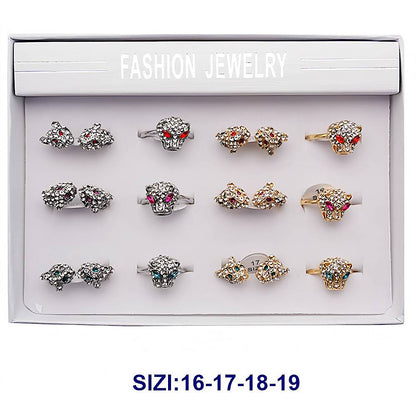 Rhinestone Cheetah Head Ring