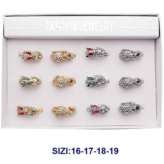 Rhinestone Cheetah Head Ring