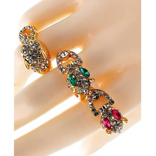 Rhinestone Cheetah Head Ring