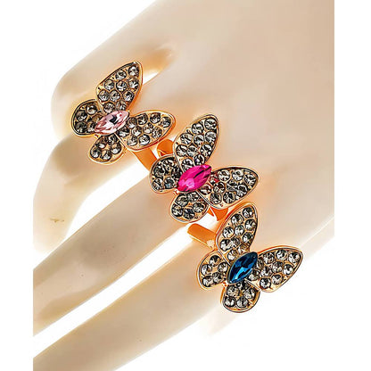 Assorted Rhinestone Butterfly Rings