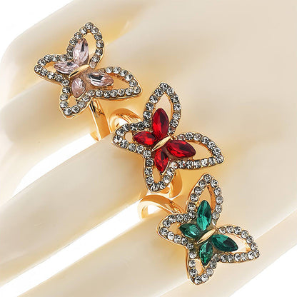 Rhinestone Crystal Butterfly Ring