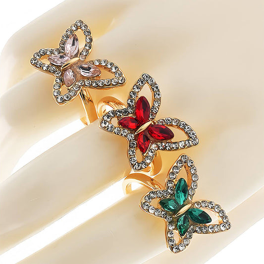 Rhinestone Crystal Butterfly Ring