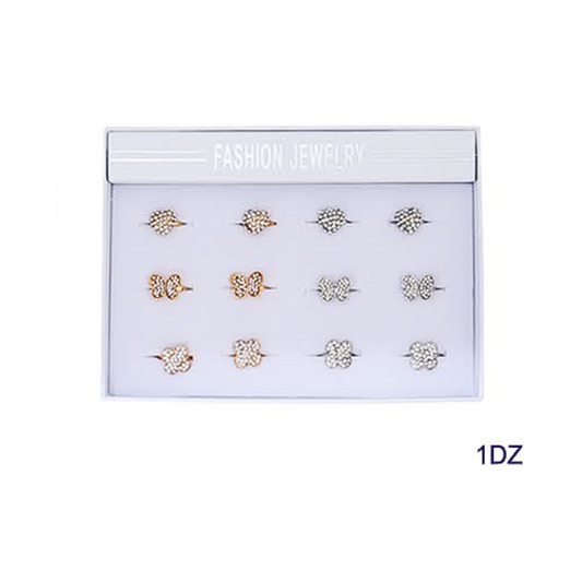 JAR37846 - Rhinestone Butterfly Clover Ring