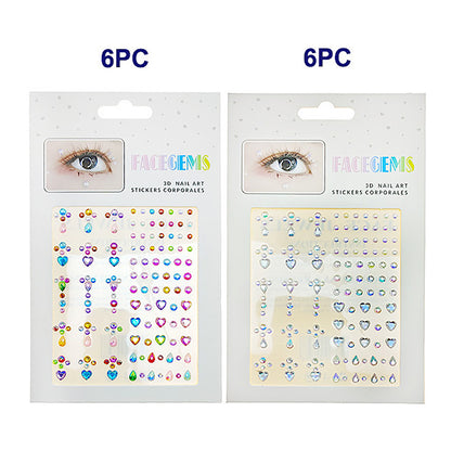 Adhesive Heart & Teardrop Face Gem