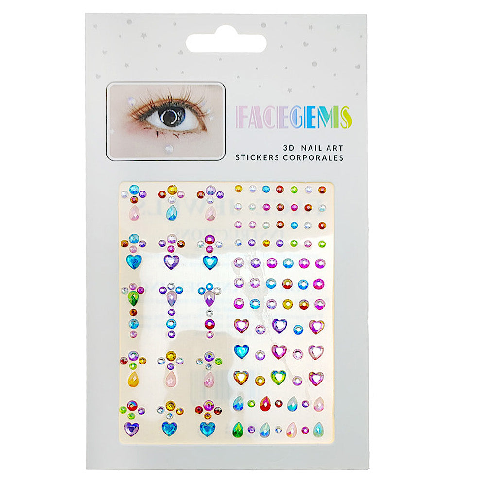 Adhesive Heart & Teardrop Face Gem