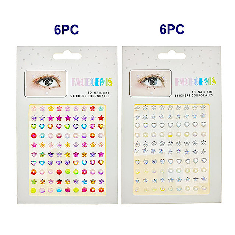 Adhesive Heart & Flower Face Gem