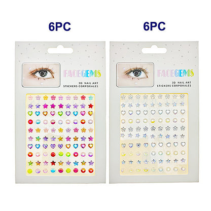 Adhesive Heart & Flower Face Gem