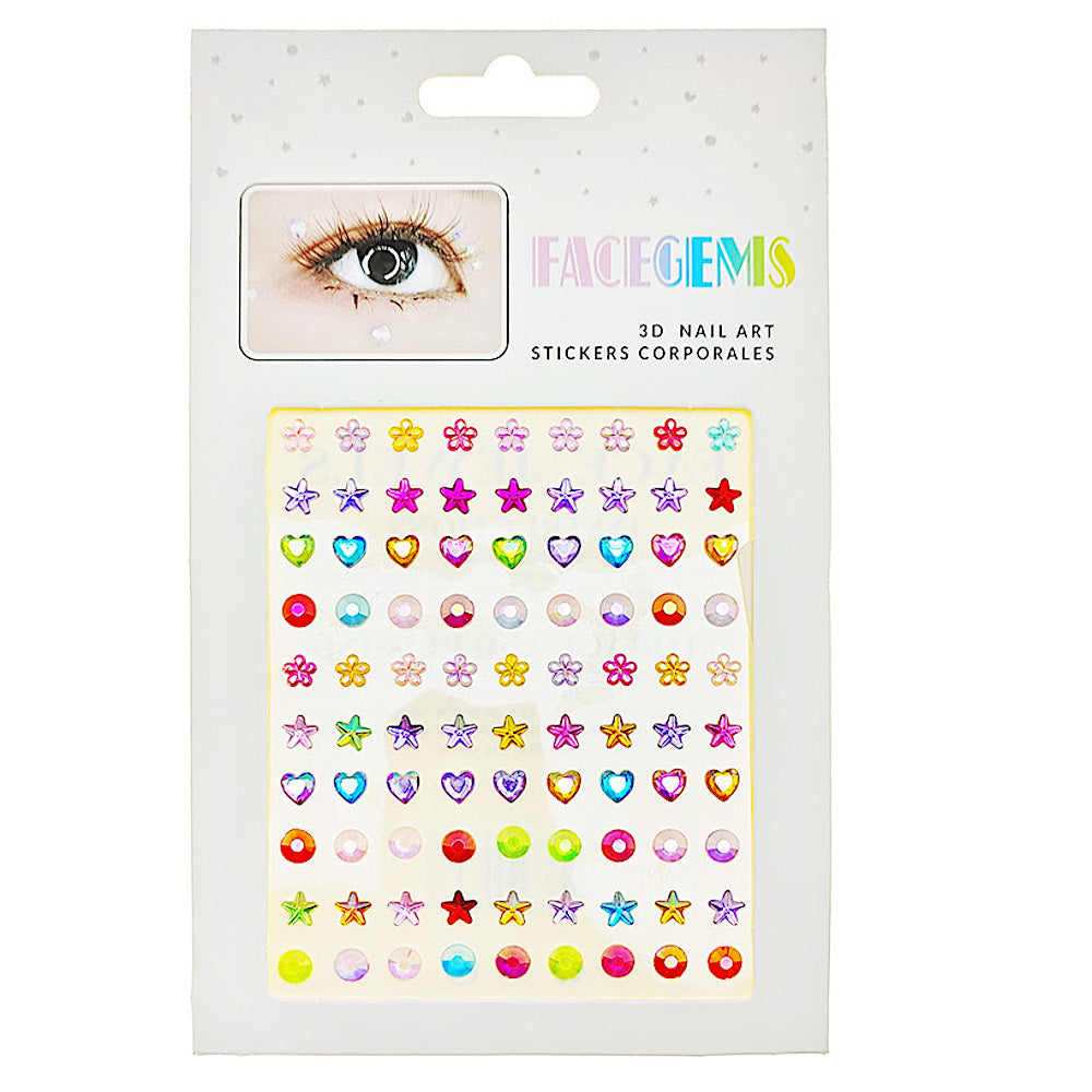 Adhesive Heart & Flower Face Gem