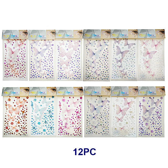 Adhesive Butterfly & Circle Face Gems