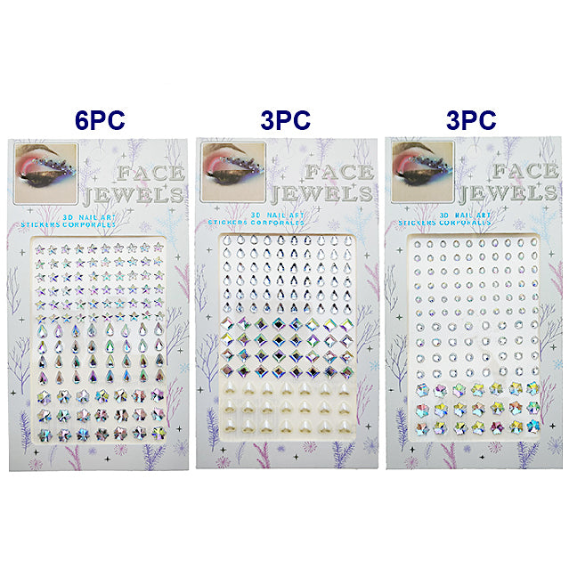 Assorted Shapes Adhesive Face Sticker Gems