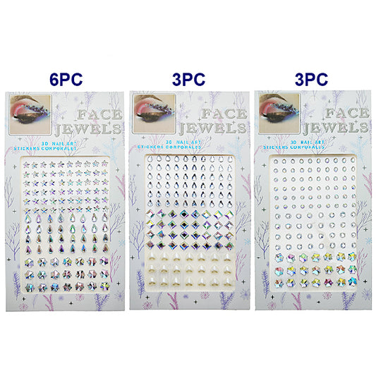 Assorted Shapes Adhesive Face Sticker Gems